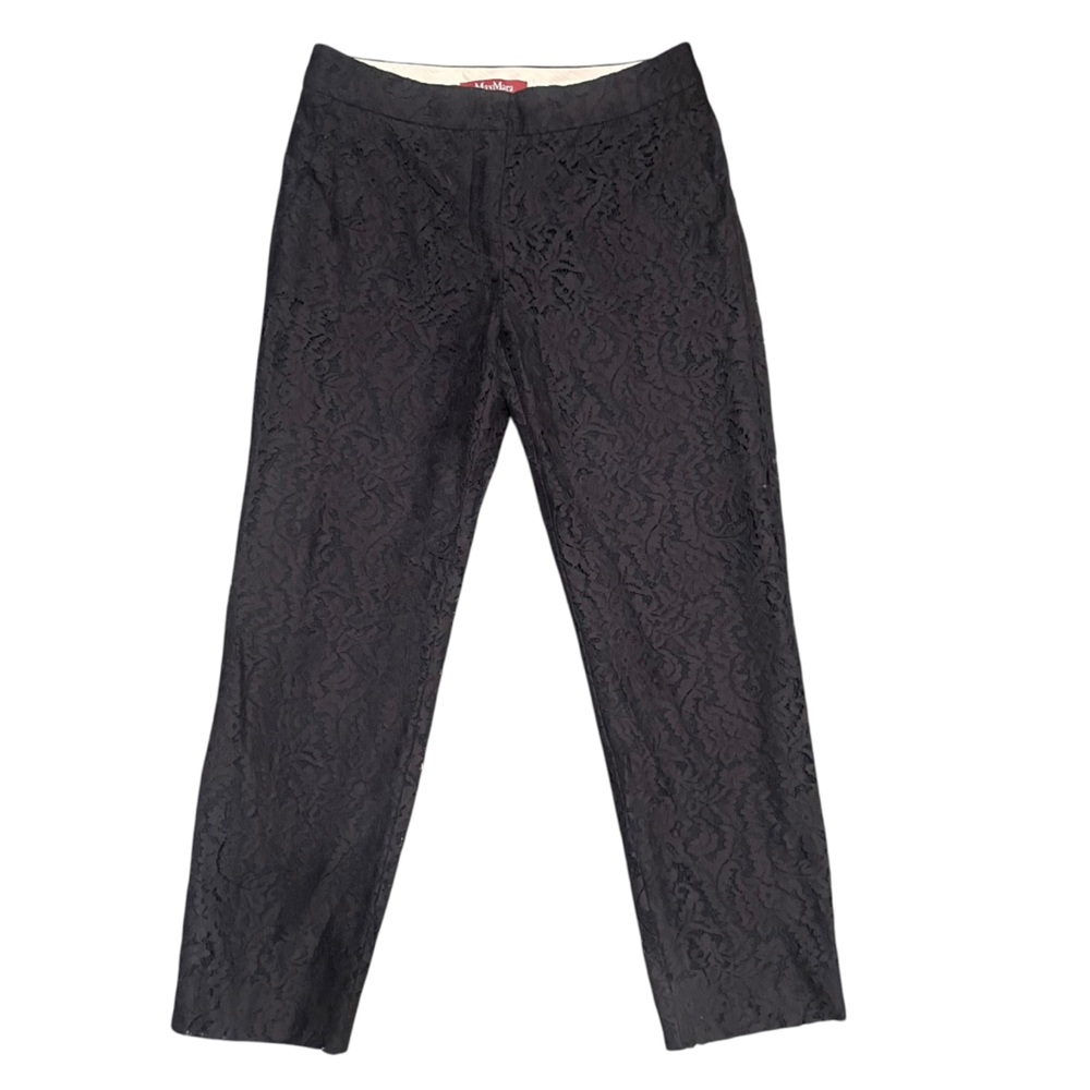 MaxMara Studio Lace Elegant Cropped Cigarette Pants Size 0 Evening Feminine